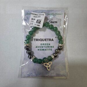 Green Aventurine/Hematite Gemstone with Charm Bracelet‎ NWT